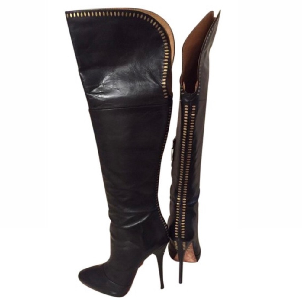 L.A.M.B Junee Over the Knee black Leather boots